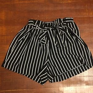 Paperbag Waist Striped Shorts